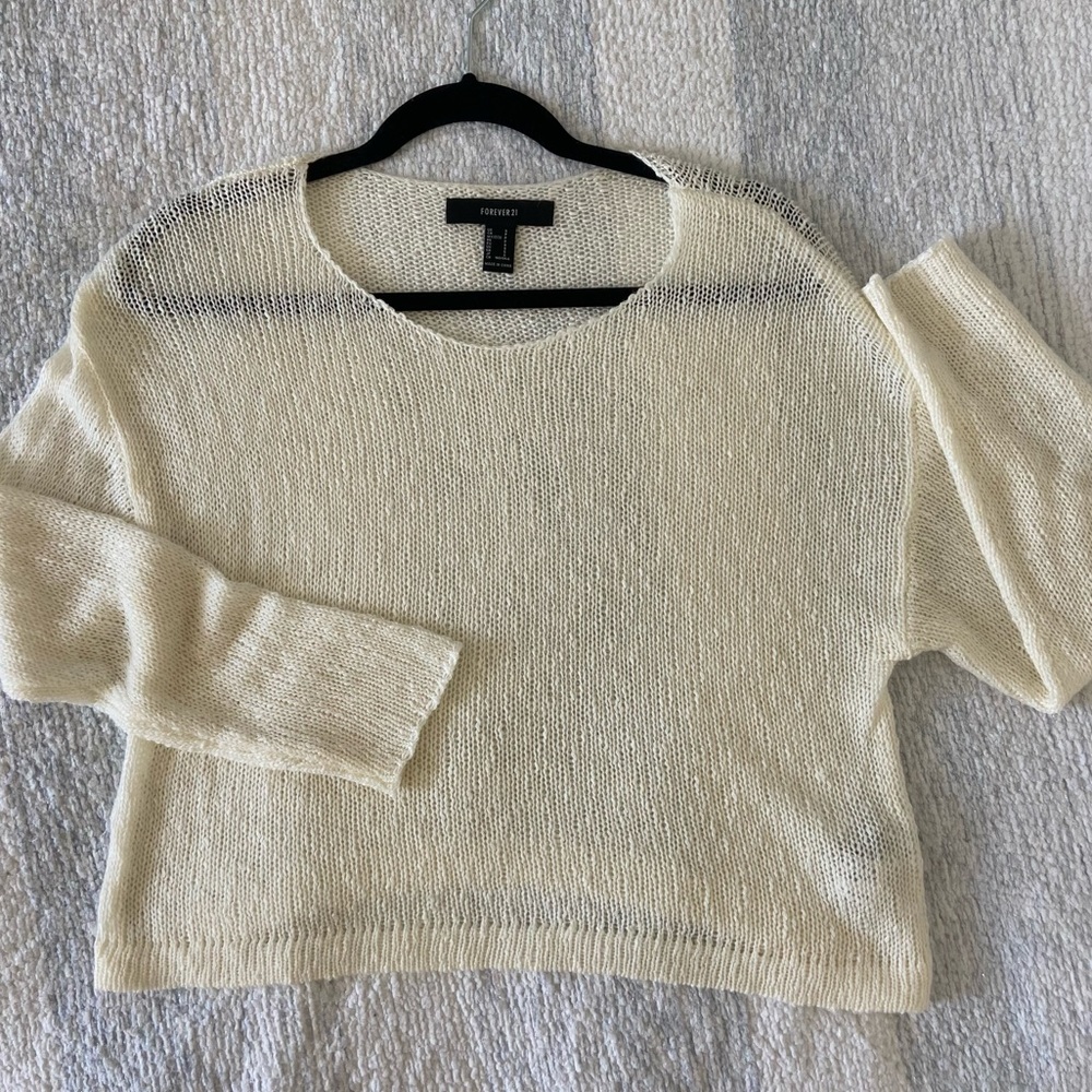 Forever 21 Cream Sheer Long Sleeve